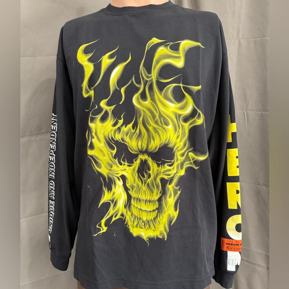 Heron Preston Fire Skull Long Sleeve Shirt